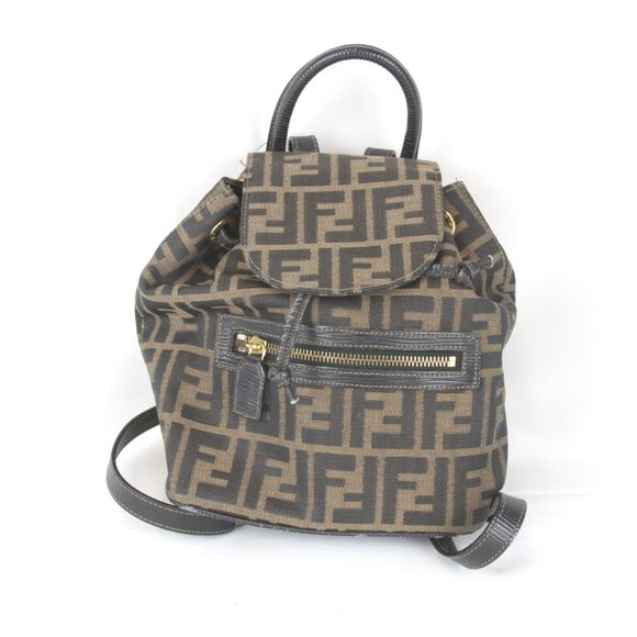 FENDI ZUCCA Backpack/Daypack Canvas Khaki Women's - Picture 1 of 10